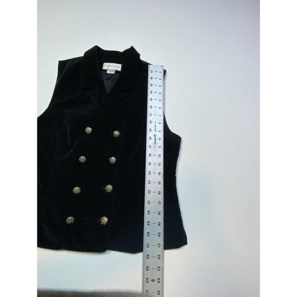 Black Velvet Double Breasted Gold Button Vest Women’s Size 10 - Picture 9 of 10